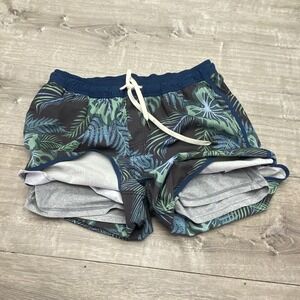Fair Harbor Swim Trunks Shorts Mens 28 Green Tropical Lined Drawstring Pockets